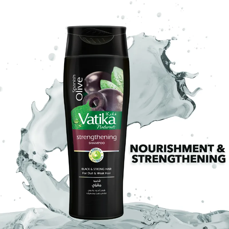 Шампунь з маслом маслин для тьмяного та слабкого волосся 400 мл Dabur Vatika Spanish Olive Strengthening Shampoo 400ml
