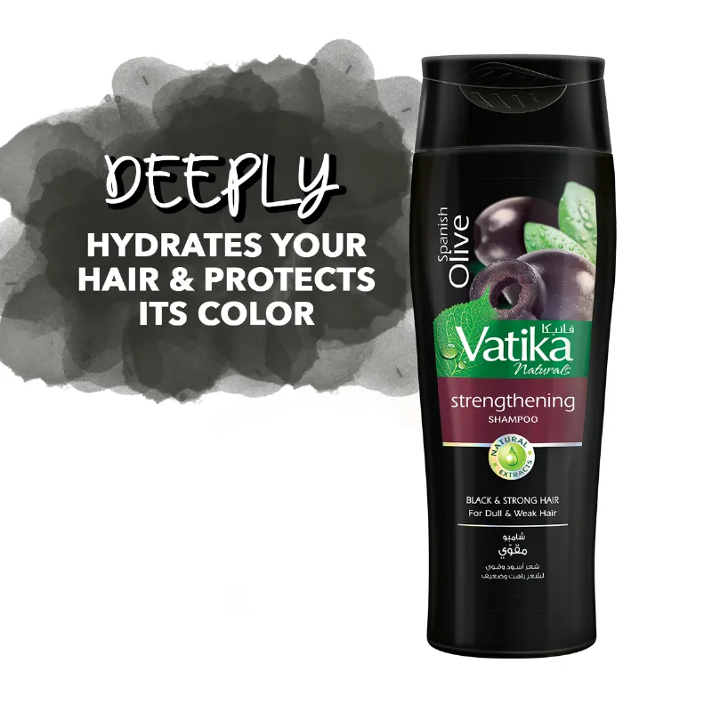 Шампунь з маслом маслин для тьмяного та слабкого волосся 400 мл Dabur Vatika Spanish Olive Strengthening Shampoo 400ml