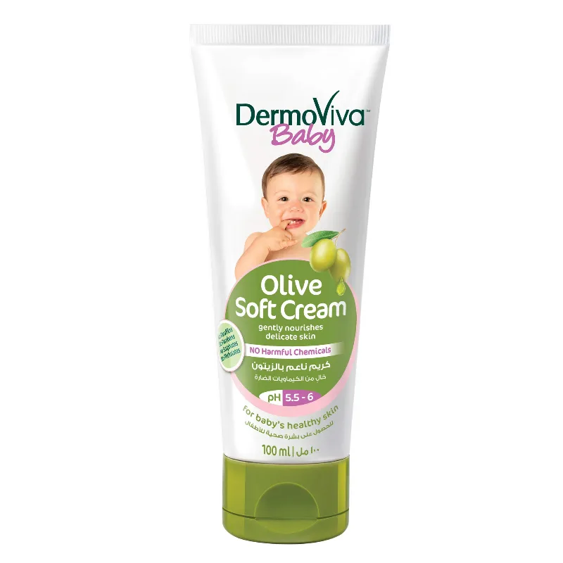 Крем дитячий помʼякшуючий з оливковою олією 100 мл Dabur DermoViva Baby Olive Soft Cream