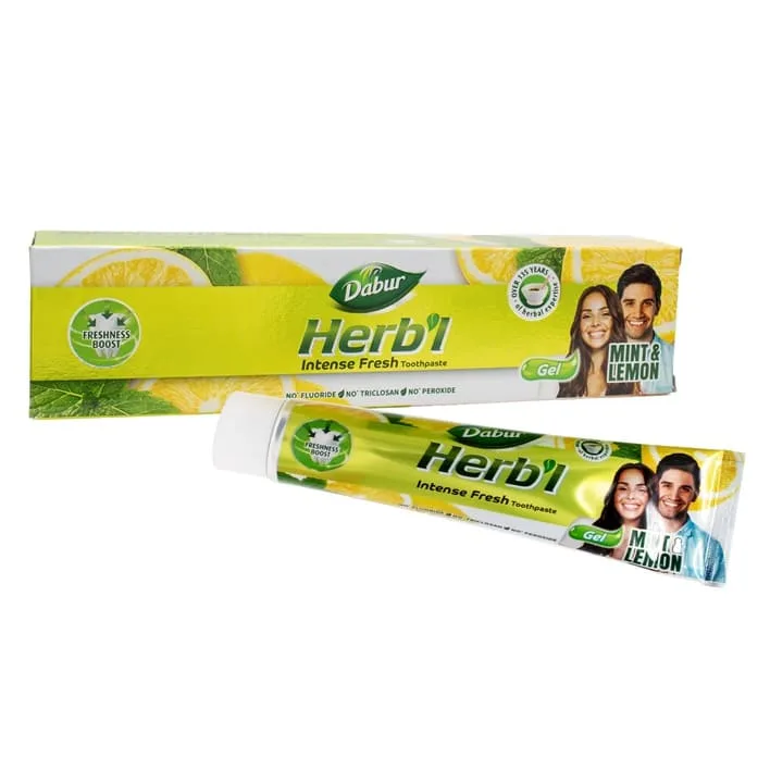Зубна паста Свіжий гель Мʼята Лимон 150 г Dabur Herb'l Intense Fresh Gel Toothpaste Mint and Lemon 150 g