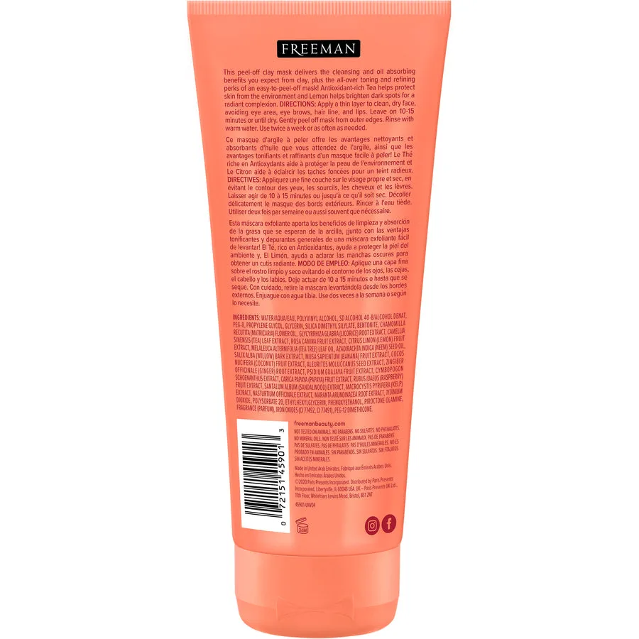 Маска-скатка глиняна для обличчя Солодкий чай і Лимон 175 мл Freeman Clearing Sweet Tea & Lemon Peel Off Clay Mask