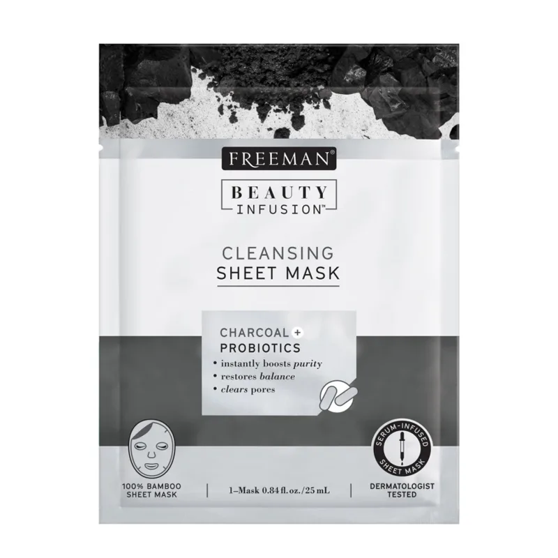 Тканинна маска очищаюча Вугілля і Пробіотики 25 мл Freeman Cleansing Charcoal & Probiotics Sheet Mask