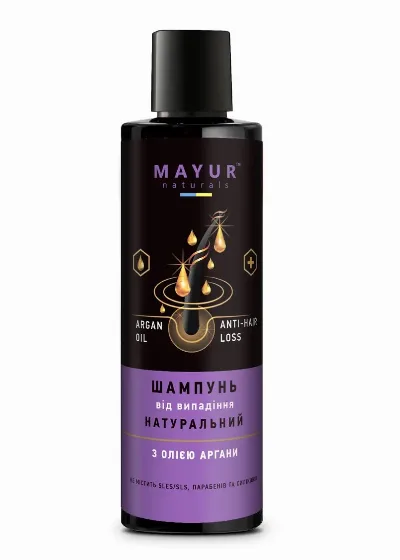 Шампунь від випадіння з арганою натуральний 200 мл Mayur