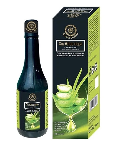 Сік Алое Вера з м'якоттю 500 мл Golden Chakra Aloe Vera Juice with Pulp