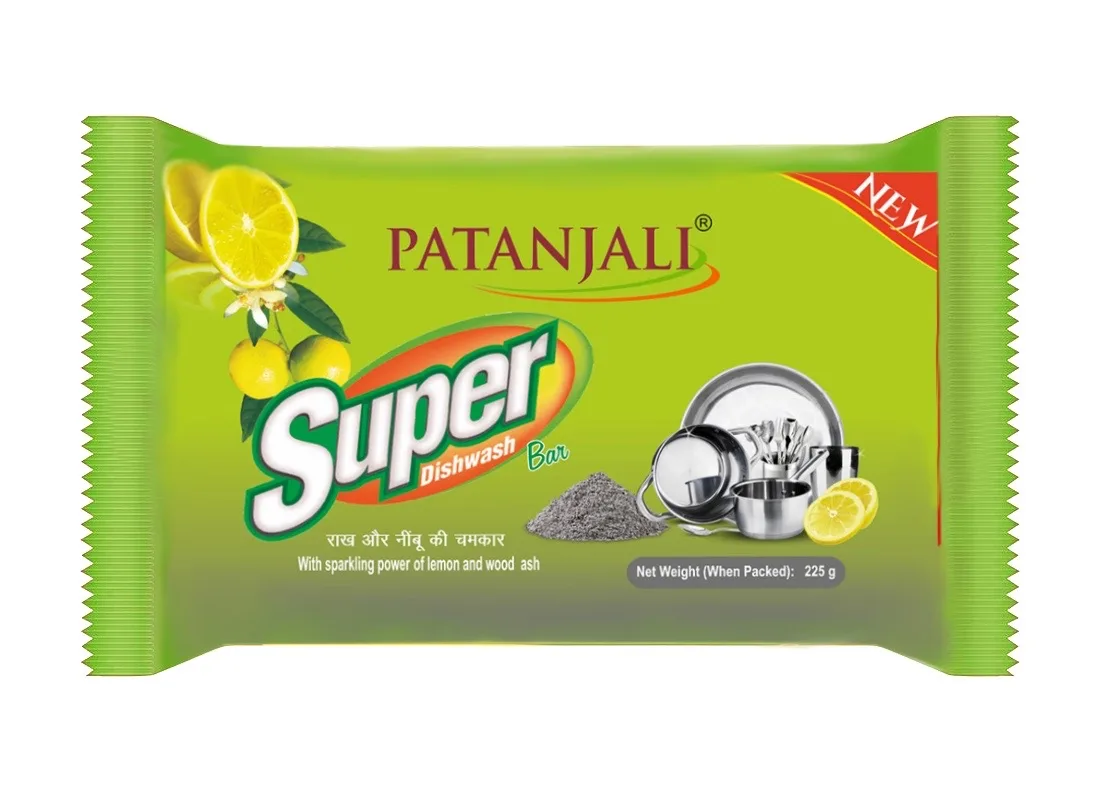 Мыло для мытья посуды с лимоном и золой 145 г Patanjali Super Dishwash Bar
