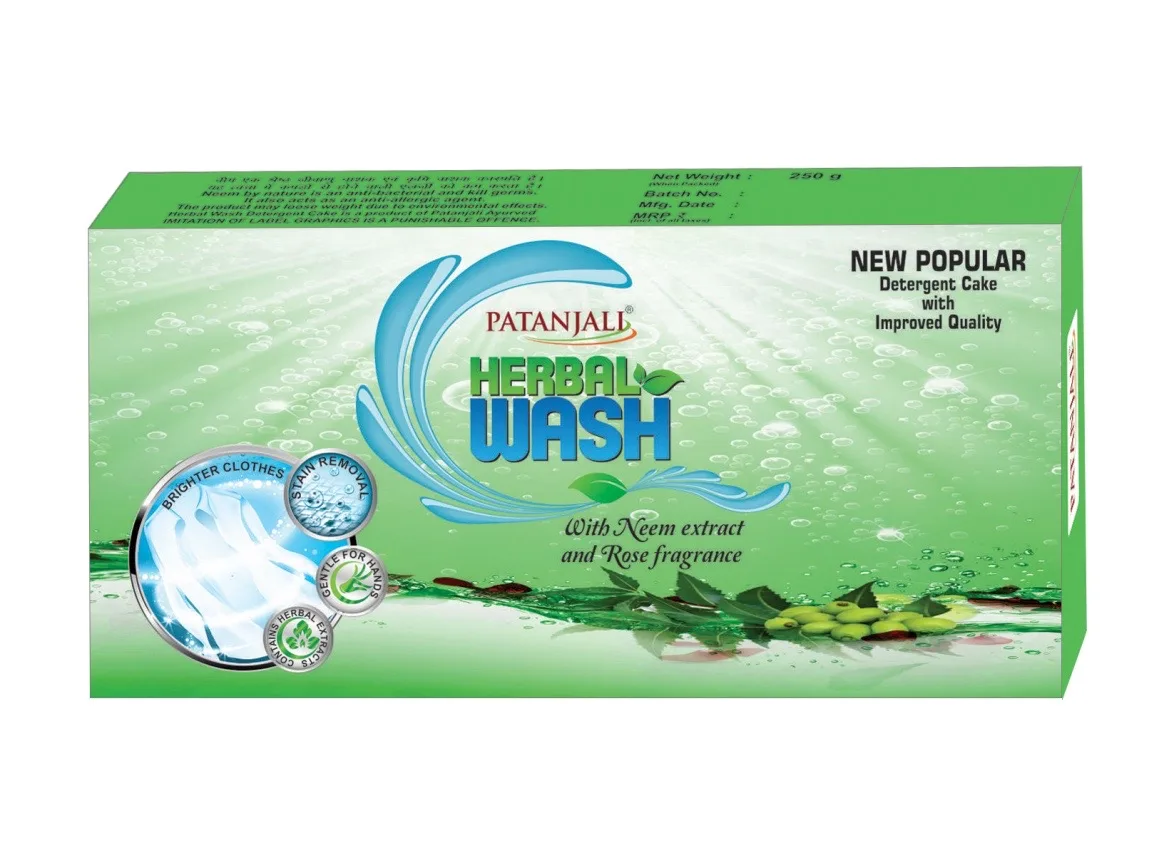 Мыло для стирки с экстрактом Нима и ароматом лимона 250 г Patanjali Herbo Wash Detergent Cake With Neem and Rose fragrance 250 g