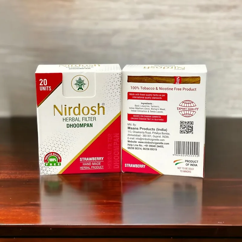 Нірдош Полуниця 20 шт Maans Nirdosh Herbal Dhoompan Strawberry