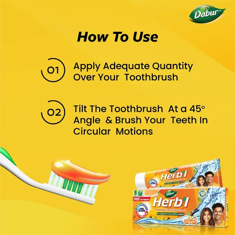 Зубна паста-гель покращена Гвоздика 150г + щітка Dabur Herbal Advanced Clove Gel Toothpaste
