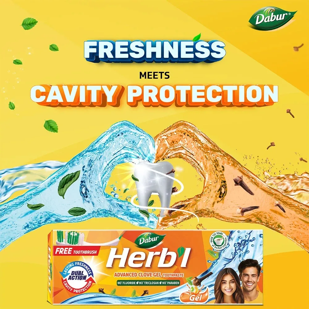 Зубна паста-гель покращена Гвоздика 150г + щітка Dabur Herbal Advanced Clove Gel Toothpaste