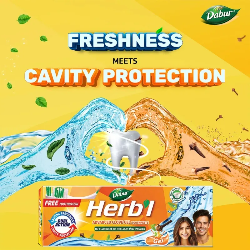 Зубна паста-гель покращена Гвоздика 150г + щітка Dabur Herbal Advanced Clove Gel Toothpaste