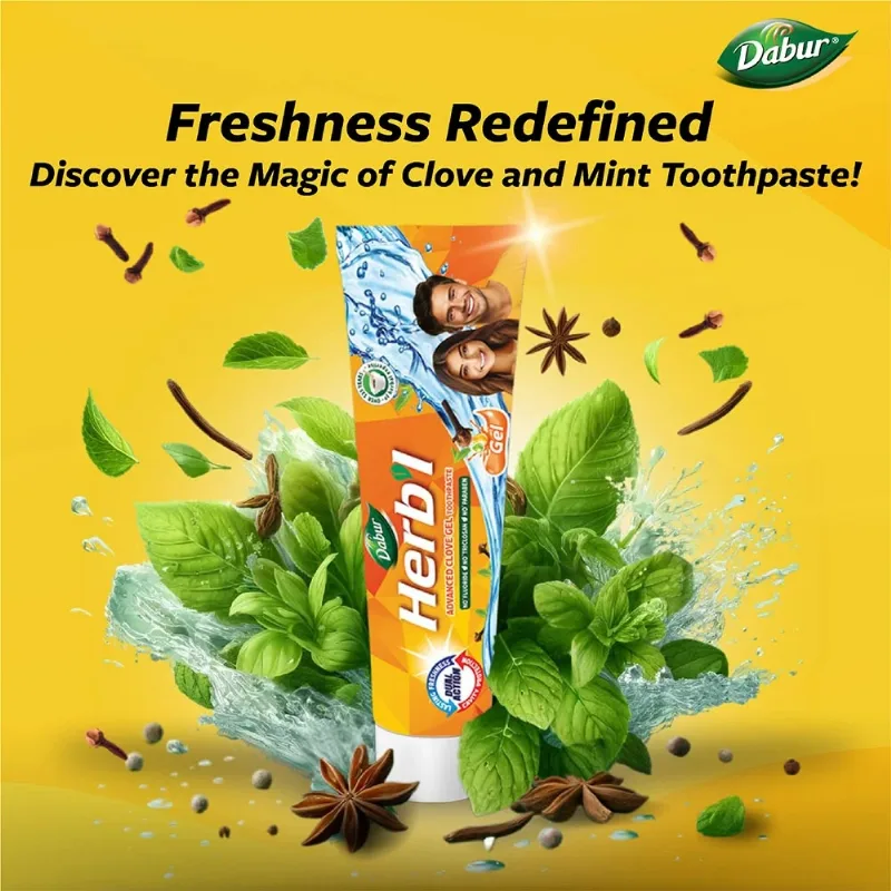 Зубна паста-гель покращена Гвоздика 150г + щітка Dabur Herbal Advanced Clove Gel Toothpaste