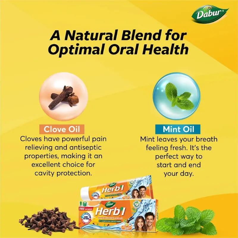 Зубна паста-гель покращена Гвоздика 150г + щітка Dabur Herbal Advanced Clove Gel Toothpaste