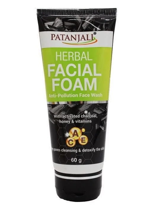 Пінка для глибокого очищення обличчя з активованим вугіллям 60 г Patanjali Herbal Face Foam with Activated charcoal