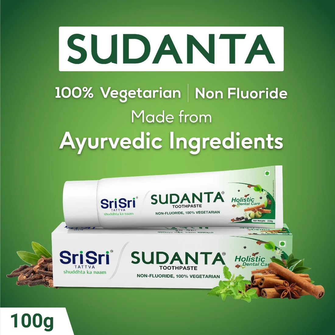 Зубная паста Суданта 100 г + щетка Sri Sri Ayurveda Sudanta Toothpaste
