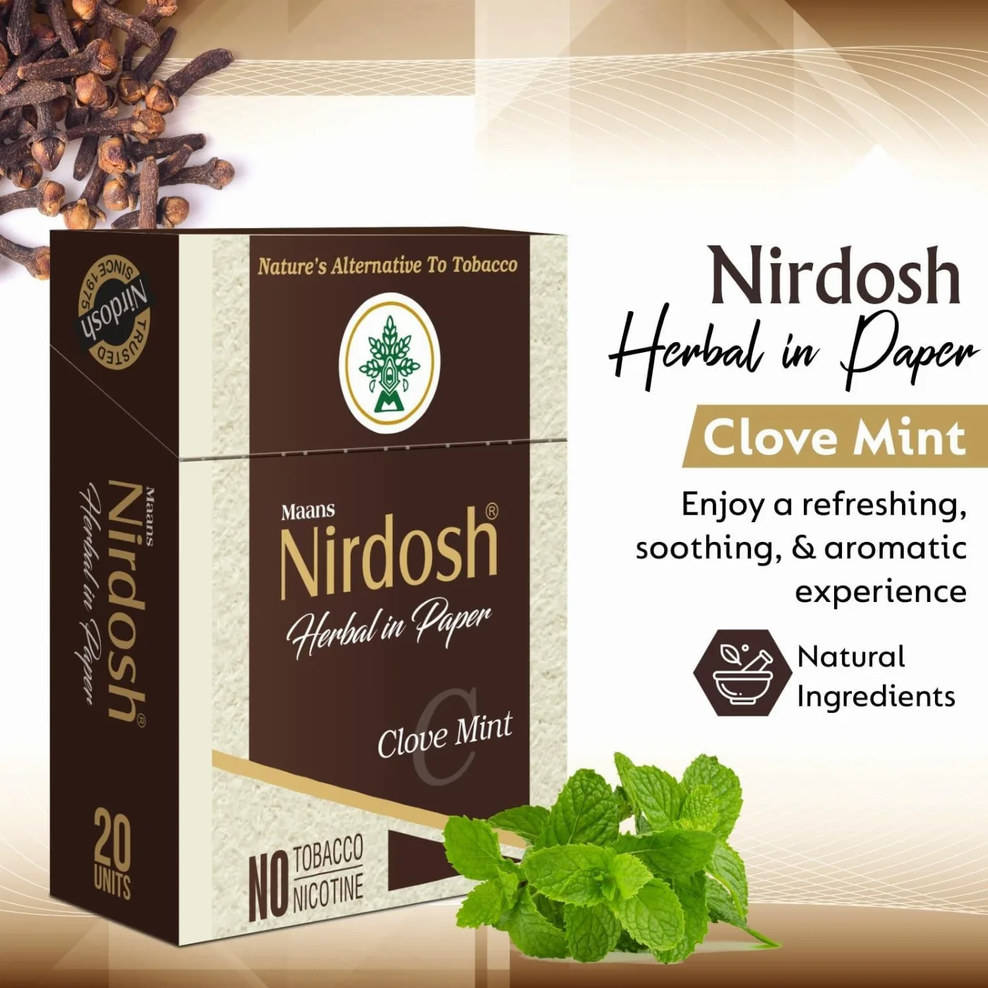Нірдош Гвоздика М’ята 20 шт Maans Nordosh Herbal Smoke Clove Mint