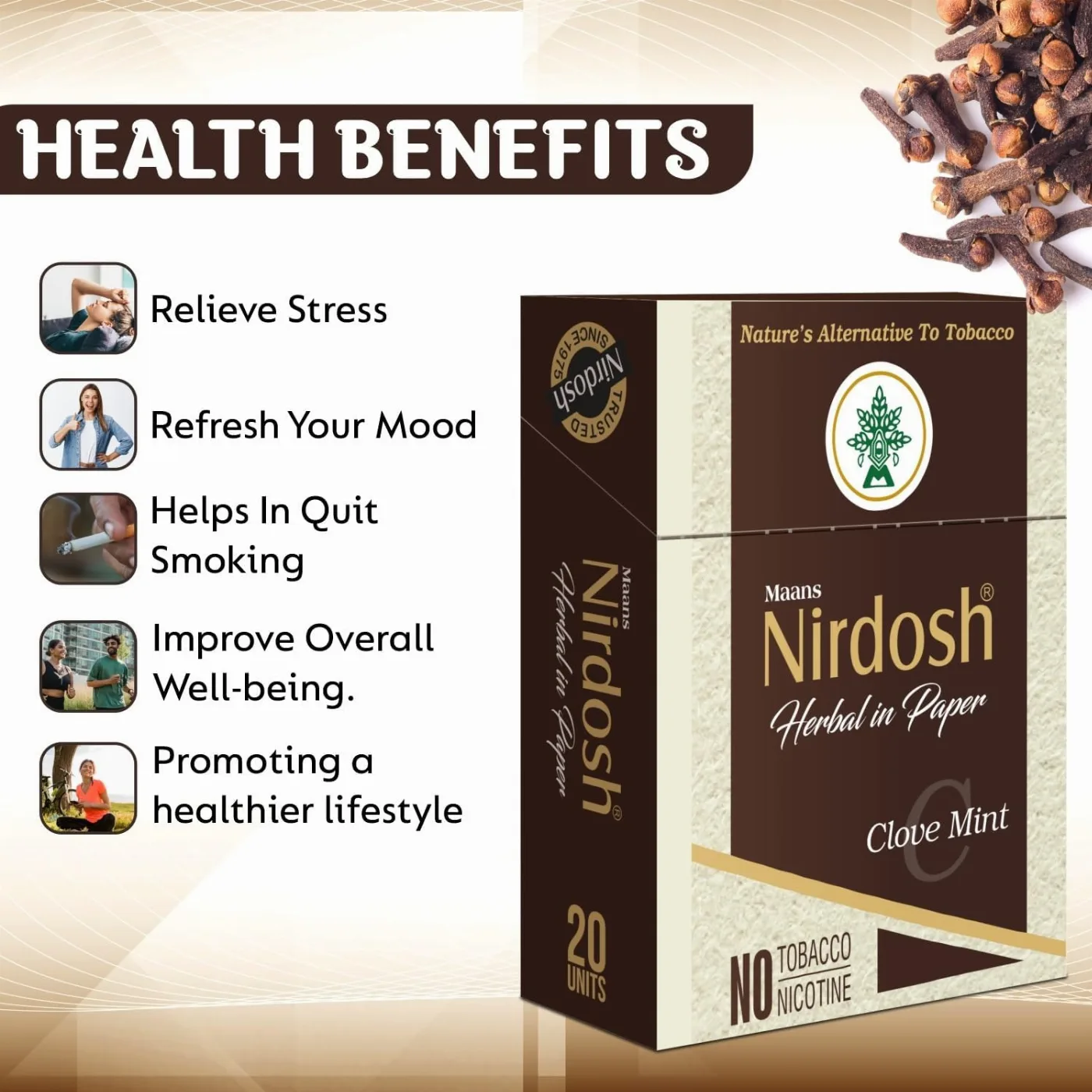 Нірдош Гвоздика М’ята 20 шт Maans Nordosh Herbal Smoke Clove Mint