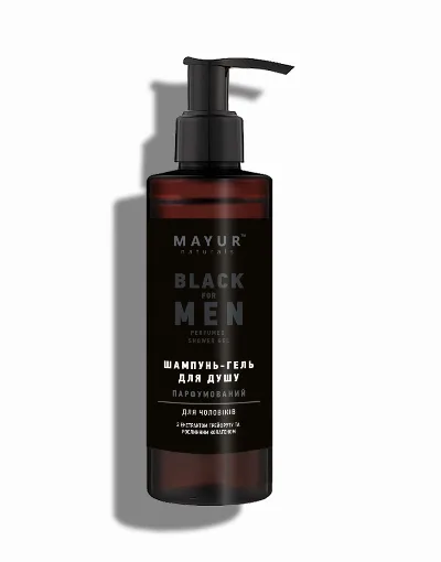 Парфумований шампунь-гель для душу 3 в 1 «Black for men» 200 мл Mayur Black for Men 3 in 1 Shampoo & Shower Gel 200 ml