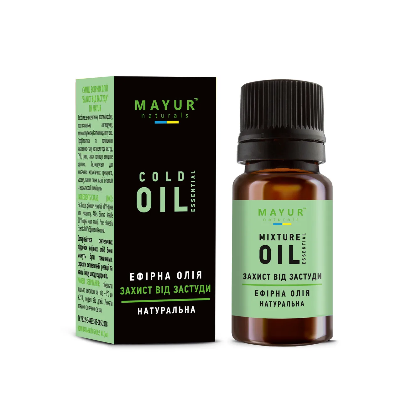 Суміш ефірних олій "Захист від застуди" 10 мл Mayur Cold Protection Essential Oil Blend