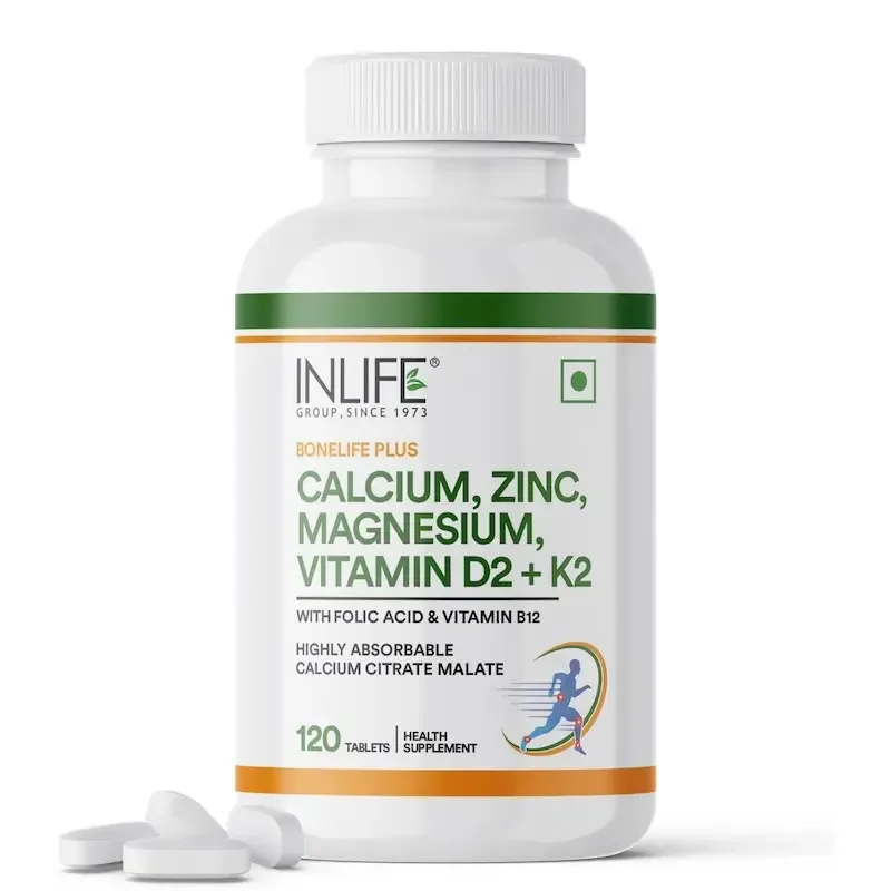 Кальций + цинк + магний с витаминами D2 и K2 120 табл Inlife Calcium Magnesium Zinc with Vitamin D2 & K2