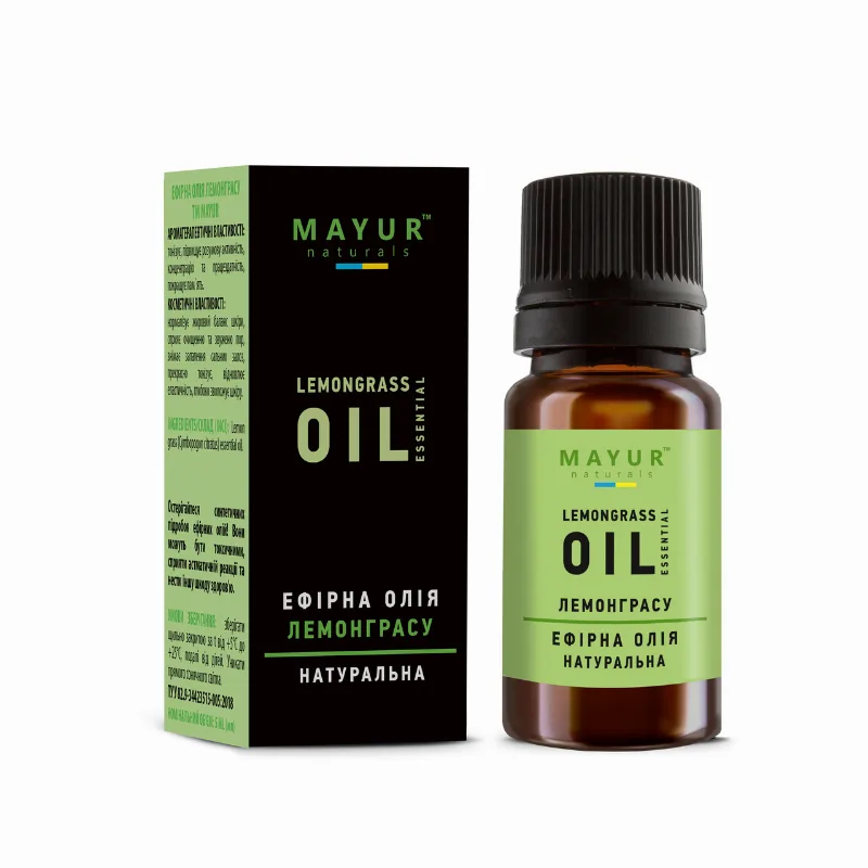 Ефірна олія лемонграсу 10 мл Mayur Lemongrass Essential Oil