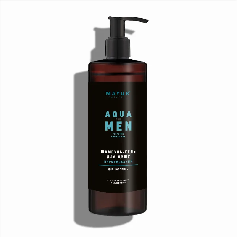 Парфумований шампунь-гель для душу 3 в 1 «Aqua for men» 500 мл Mayur Aqua for Men 3 in 1 Shampoo & Shower Gel 500 ml