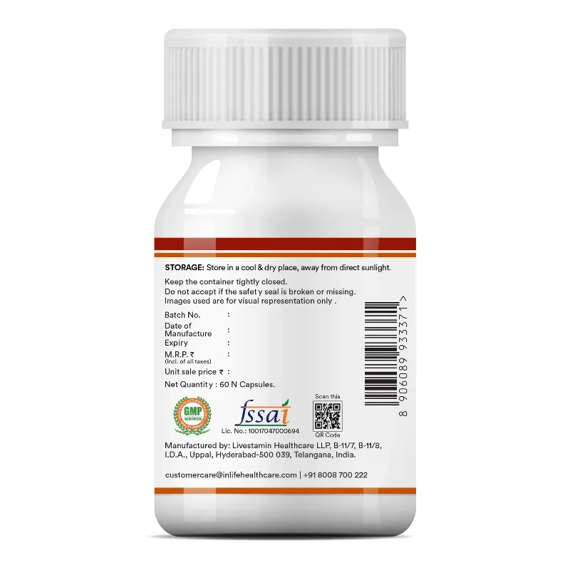Берберин HCl 500 мг з розторопшею та куркумою 60 капс Inlife Berberine HCl with Milk Thistle & Turmeric