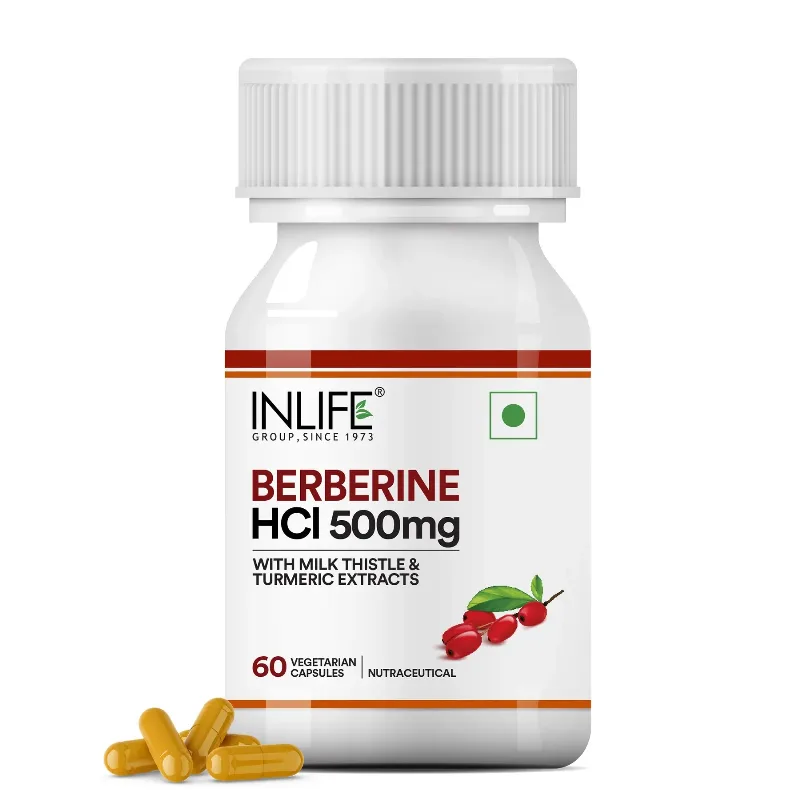 Берберин HCl 500 мг з розторопшею та куркумою 60 капс Inlife Berberine HCl with Milk Thistle & Turmeric