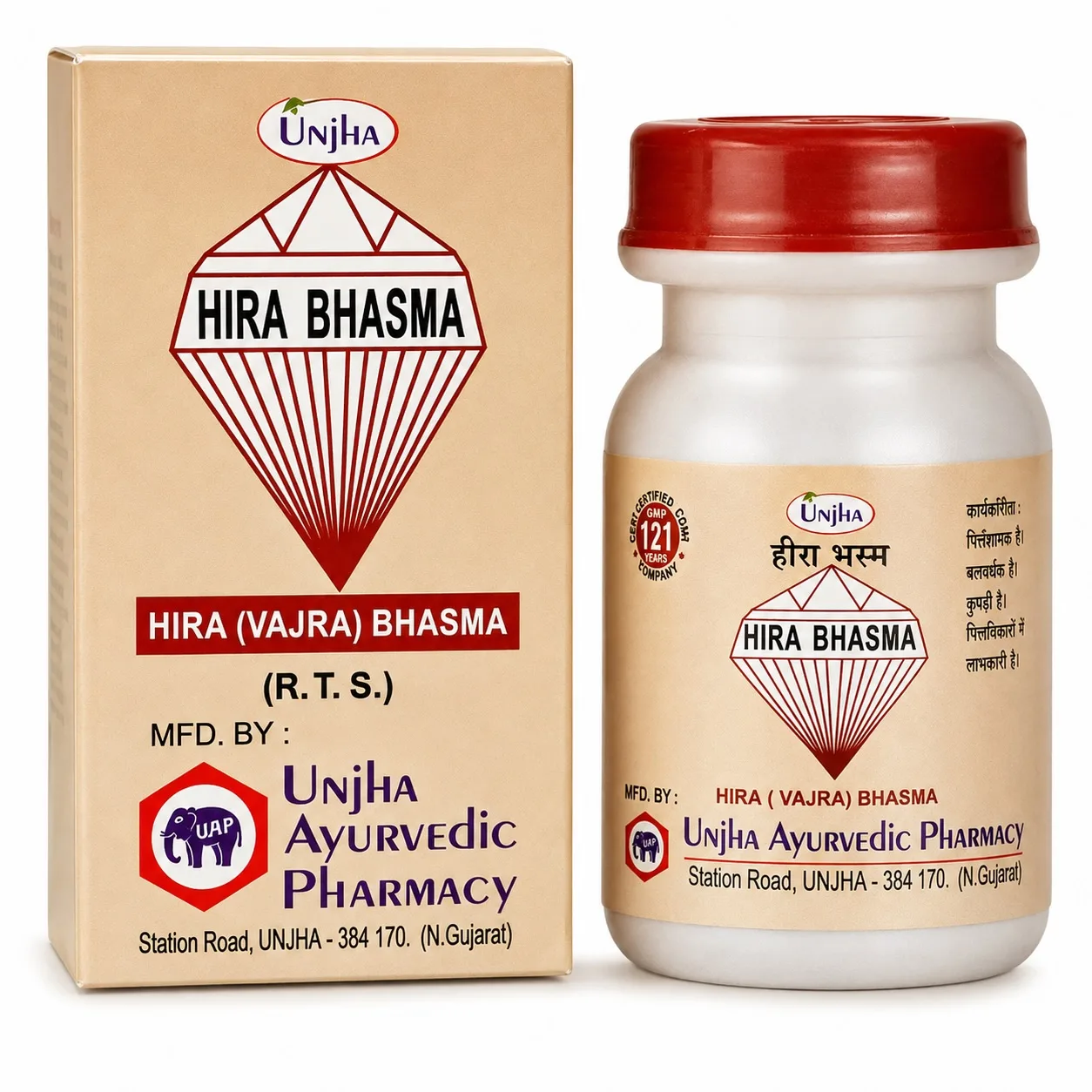Хира Бхасма 100 мг Unjha Hira Bhasma