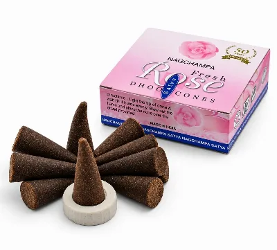 Ароматичні конуси Свіжа Троянда 12 шт Satya Fresh Rose Dhoop Cones