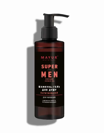 Парфумований шампунь-гель для душу 3 в 1 «Super for men» 200 мл Mayur Super for Men 3 in 1 Shampoo & Shower Gel 200 ml