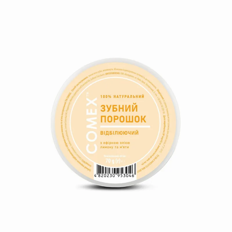 Зубной порошок отбеливающий с эфирным маслом лимона и мяты 70 г Comex Whitening Tooth Powder