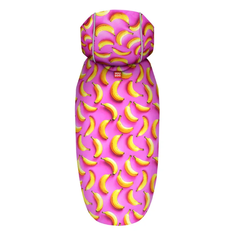 Дождевик-накидка с капюшоном для собак «Бананы на розовом», S WAUDOG Clothes Dog Raincoat Bananas on Pink