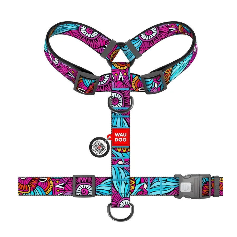 Шлея для собак анатомічна H-подібна «Літо», XL WAUDOG Nylon Anatomic Harness Summer