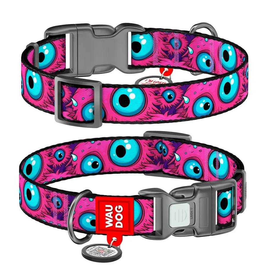 Нашийник для собак нейлоновий «Око монстра», M WAUDOG Nylon Collar Monster Eye