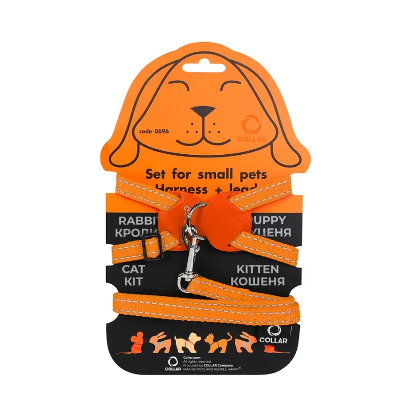 Шлея з нейлону на планшеті для кроликів, S, помаранчевий Dog Extreme Harness with Leash