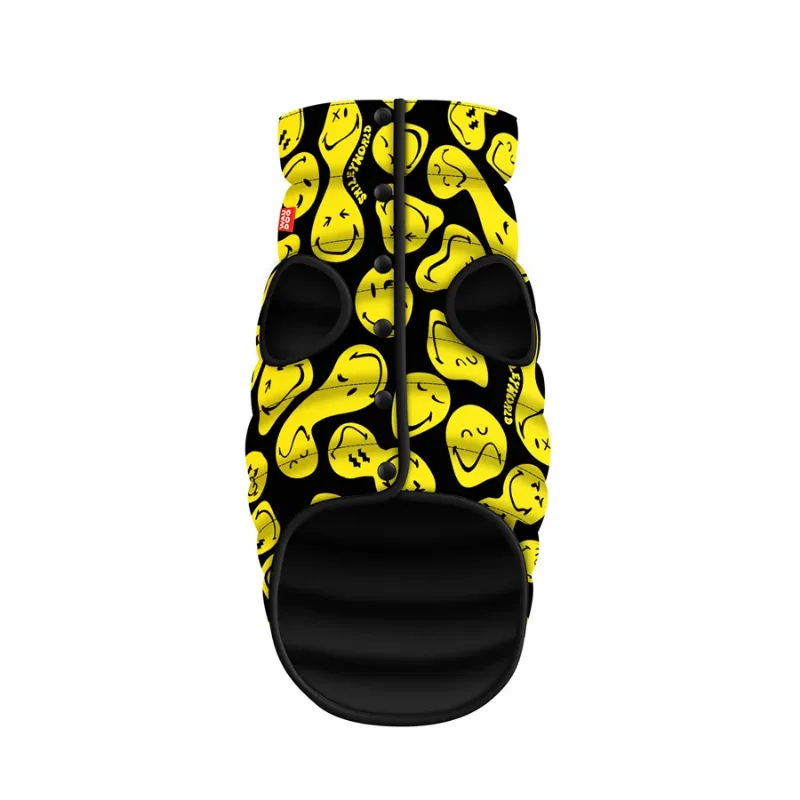 Курточка для собак «Смайлы на черном», S40 WAUDOG Clothes Dog Jacket Smileys on Black
