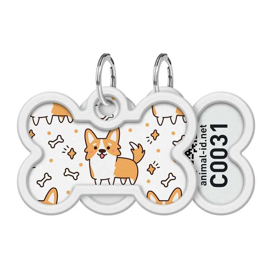 Адресник для собак і котів металевий, кістка «Коргі», M WAUDOG Smart ID Tag Corgi