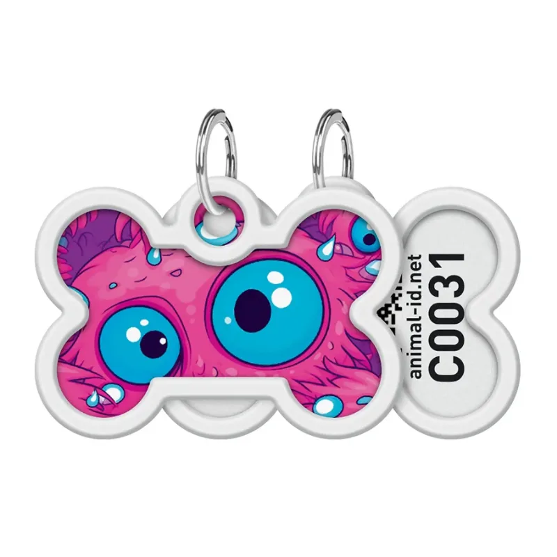 Адресник для собак і котів металевий, кістка «Око монстра», M WAUDOG Smart ID Tag Monster Eye