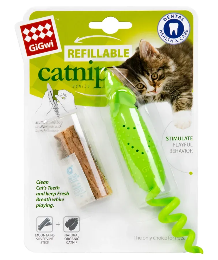 Іграшка для котів Мишка гумова, гума, 16,5 см GiGwi Refillable Catnip Mouse Toy