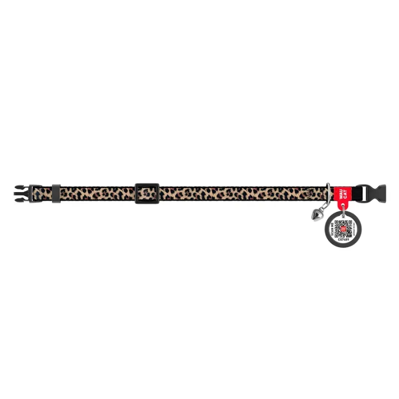 Ошейник для котов нейлоновый «Леопард», XS WAUCAT Nylon Collar Leopard