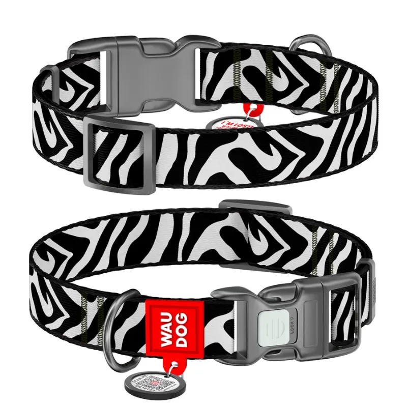 Нашийник для собак нейлоновий «Зебра», L WAUDOG Nylon Collar Zebra