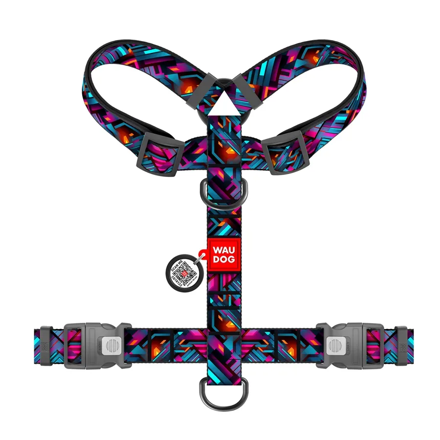Шлея для собак анатомічна H-подібна «Нескінченні світи», XL WAUDOG Nylon Anatomic Harness Endless Worlds