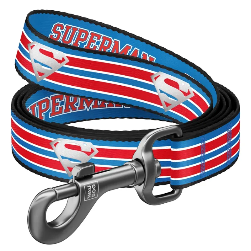 Поводок для собак нейлоновый светоотражающий «Супермен ретро», S WAUDOG Nylon DC Comics Leash Superman Retro
