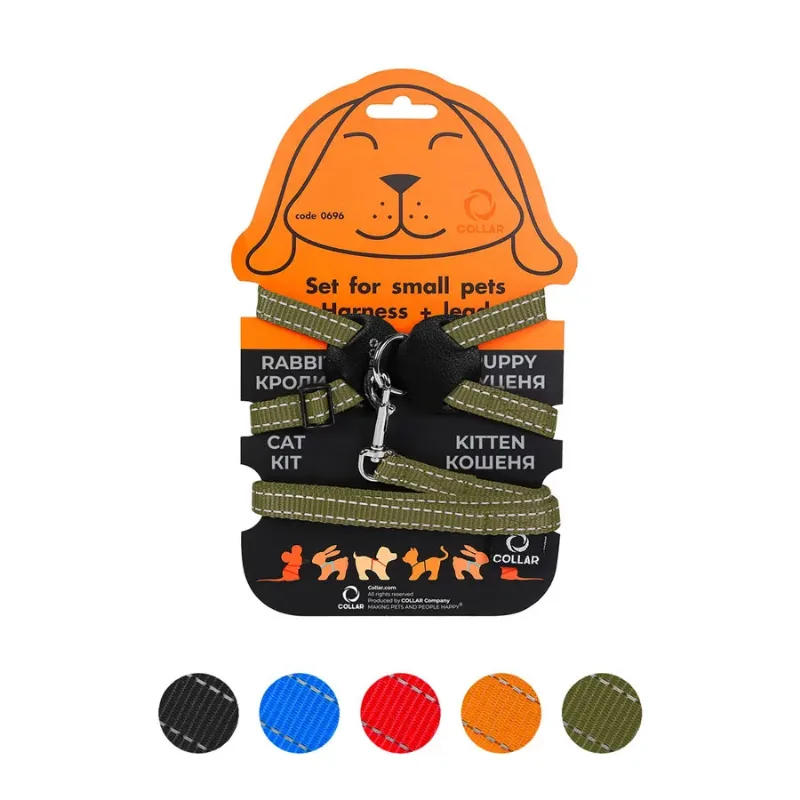 Шлея з нейлону на планшеті для кроликів, S, хакі Dog Extreme Harness with Leash