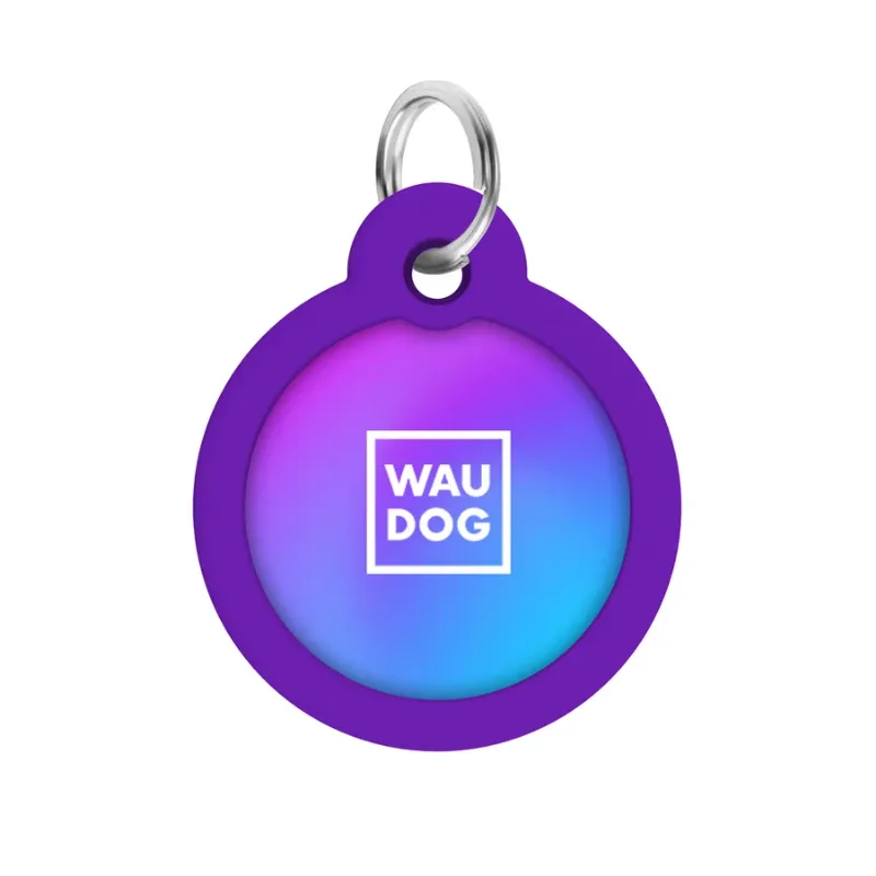 Адресник для собак і котів металевий, коло «Градієнт фіолетовий», L WAUDOG Smart ID Tag Purple Gradient