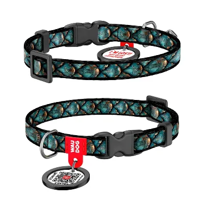 Нашийник для котів та дрібних порід собак нейлоновий «Луска», XS WAUDOG Nylon Collar Scales
