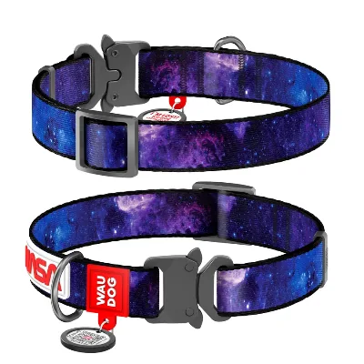 Ошейник для собак нейлоновый «NASA21», металлическая пряжка, S WAUDOG Nylon Collar NASA21