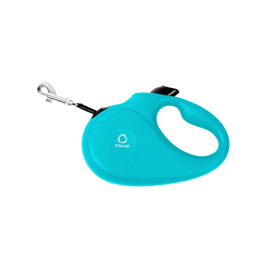 Поводок-рулетка для собак, 25 кг, 5 м, светоотражающая лента, M, голубой Collar Retractable Leash