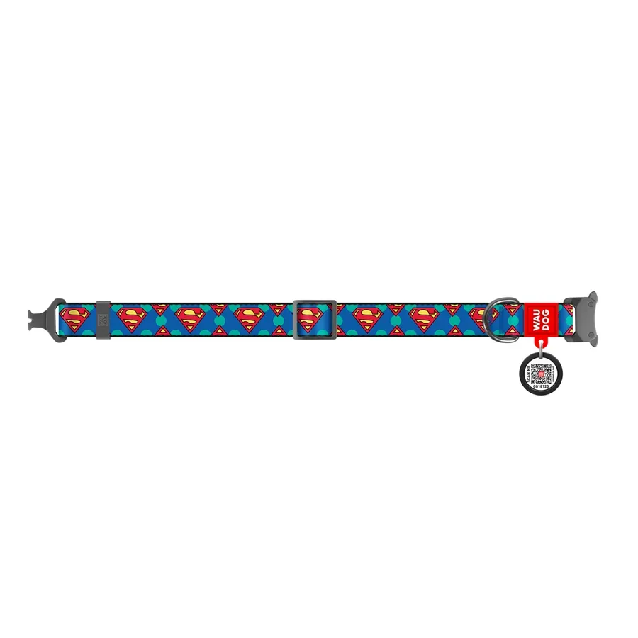 Ошейник для собак нейлоновый «Супермен Лого», XL WAUDOG Nylon Collar Superman Logo