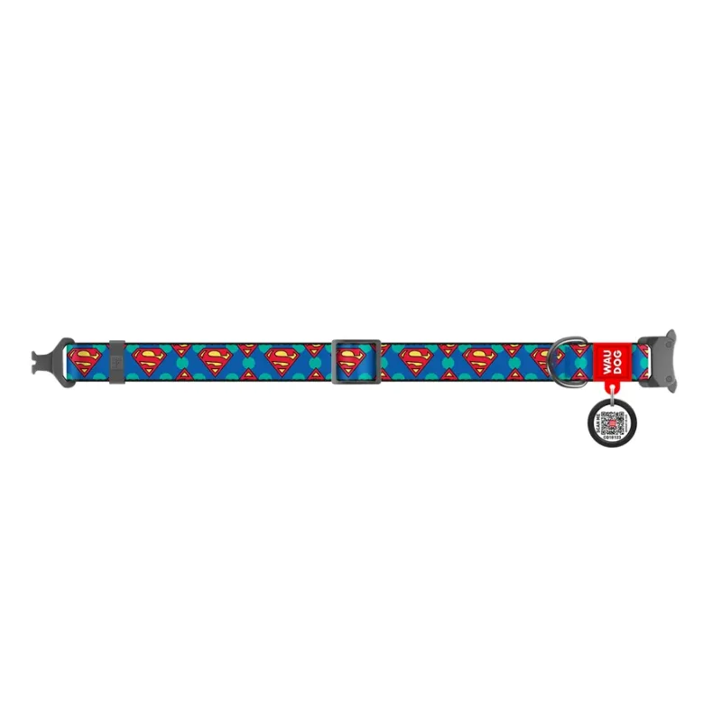 Ошейник для собак нейлоновый «Супермен Лого», XL WAUDOG Nylon Collar Superman Logo